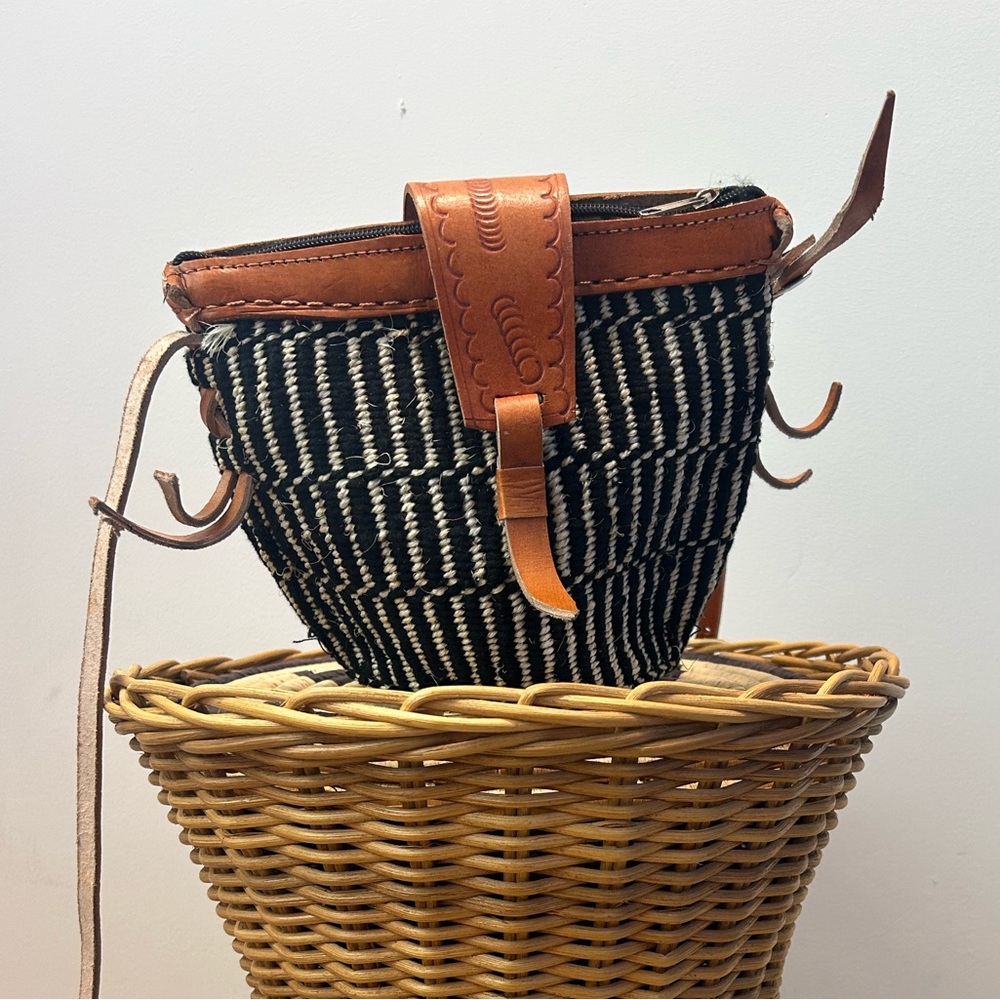 African Black and Brown Woven Crossbody Bag
